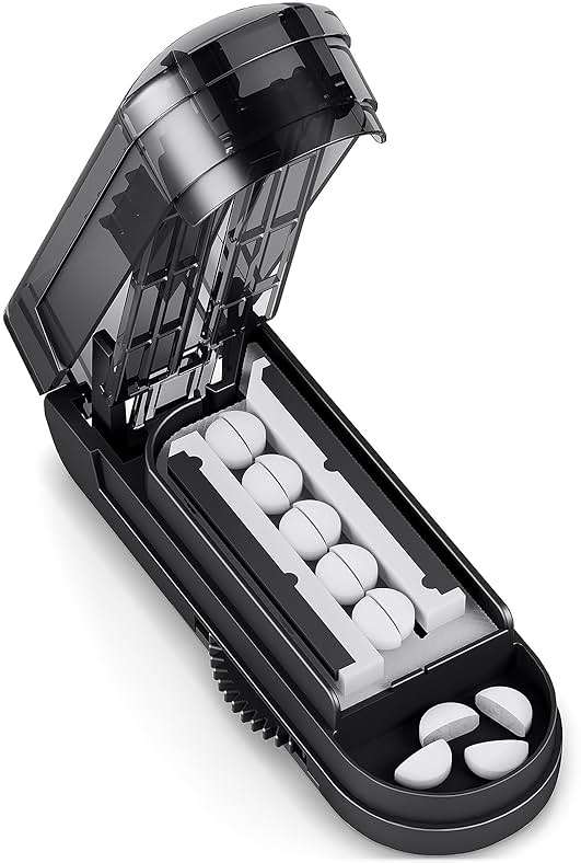 DEPAD Pill Cutter Splitter for Small and Tiny Pills, Pill Splitter for Cutting Multiple Pills with Adjustable Bars & Hidden Blade, Safely Cuts Small or Large Tablets for Seniors & Pets - Image 1