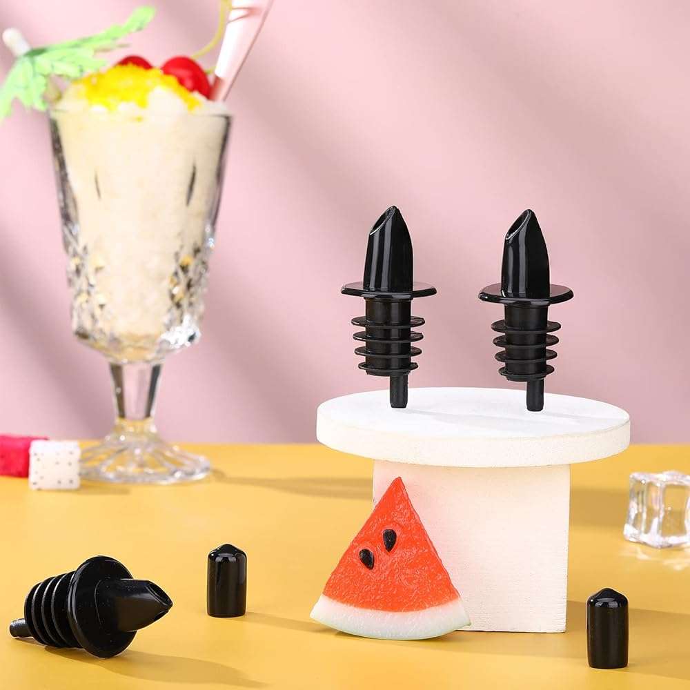 30 Pcs Bottle Pourers Syrup Pour Spouts Including Snow Cone Syrup Alcohol Liquor Bottle Pourers and Rubber Dust Cap Covers Dispenser Accessories - Image 8