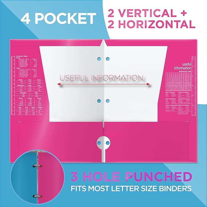 Better Office Products 4 Pocket Glossy Laminated Paper Folders (6 Pack), 3 Hole Punch Portfolios, Assorted Colors,(Brights) - Image 4
