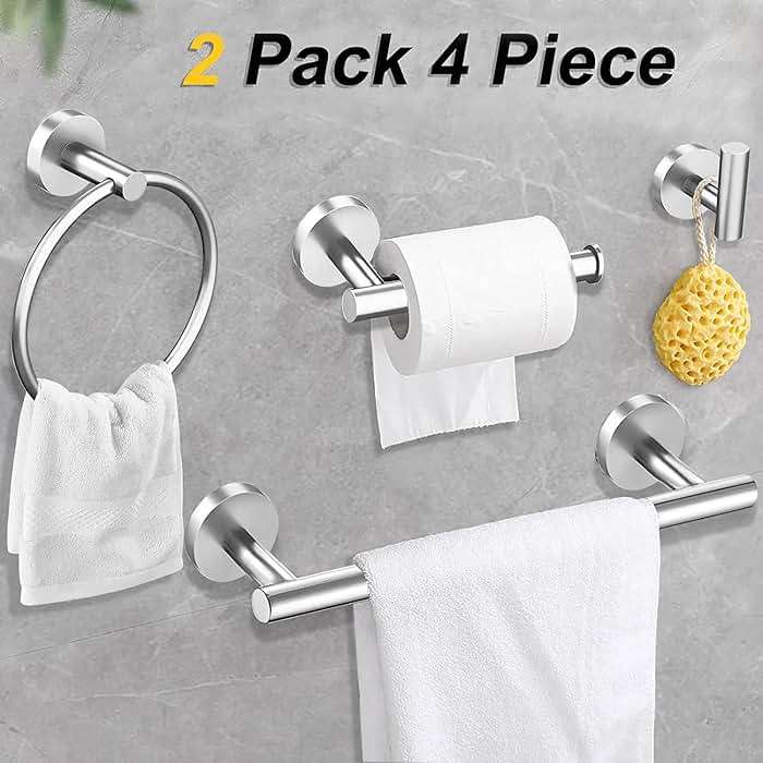 Cilee 10 Piece Brushed Nickel Bathroom Accessories Set, 16 inch Brushed Nickel Bathroon Hardware Set Towel Bar Ring Toilet Paper Holder Robe Towel Hook SUS304 Stainless Steel - Image 3