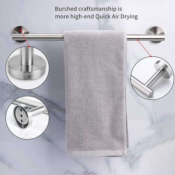 Cilee 10 Piece Brushed Nickel Bathroom Accessories Set, 16 inch Brushed Nickel Bathroon Hardware Set Towel Bar Ring Toilet Paper Holder Robe Towel Hook SUS304 Stainless Steel - Image 4