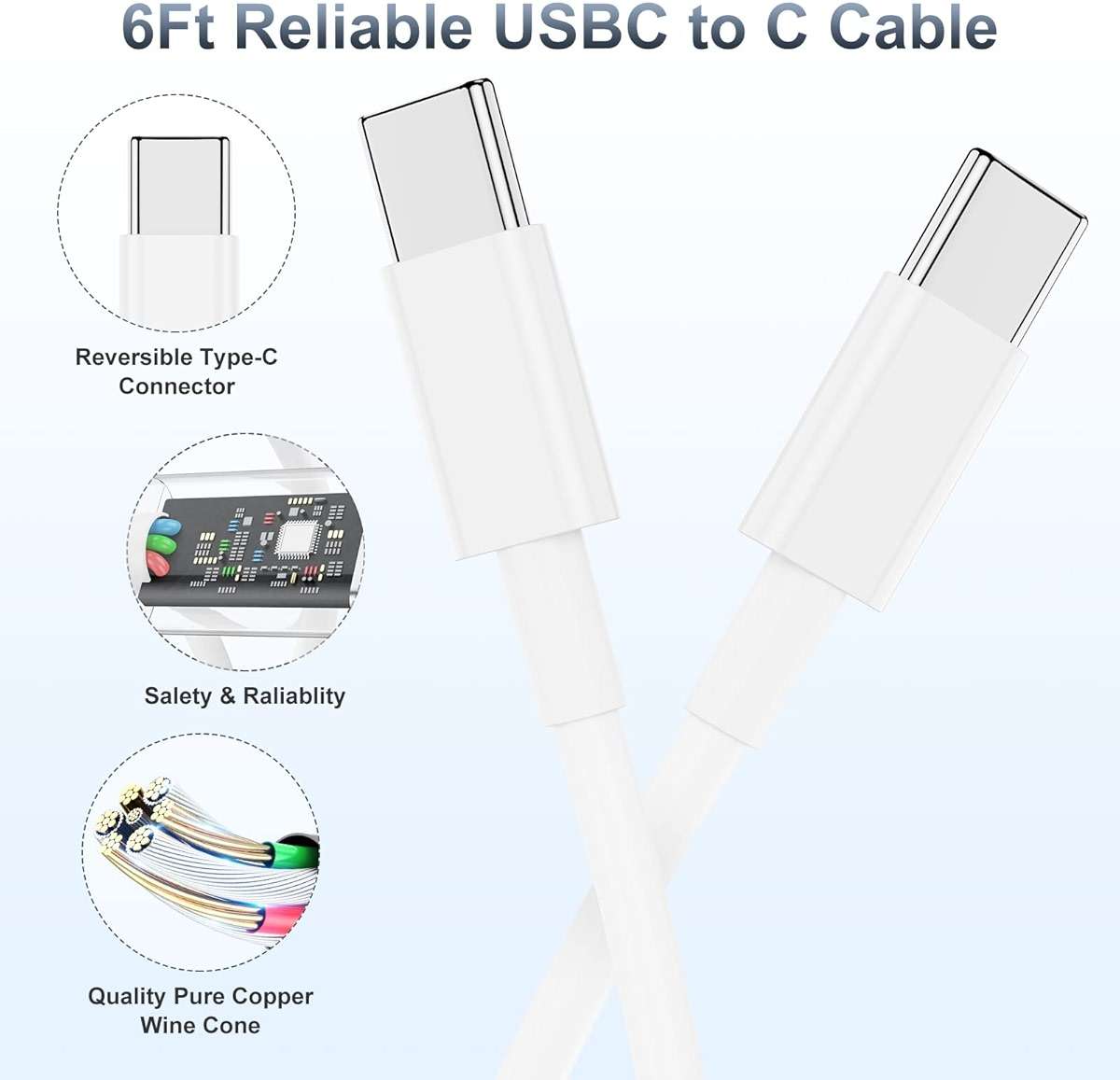 iPhone 17 16 15 Fast Charger, 20W USB C Charging Block for Apple iPhone 17 Pro Max/17 Air/16 Pro/15 Plus, iPad 12/11 inch/Mini/6 Gen,Wall Plug Power Adapter Cube Brick/6ft Type C to C Cable Cord Long - Image 3