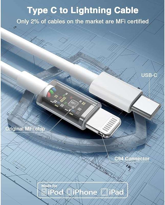 USB C to Lightning Cable (2pack 6ft), Apple MFi Certified iPhone Fast Charger 2m, Power Delivery Original Type C Charging Cord for Apple iPhone 13/12/11 Pro/11/XS MAX/XR/8/7/6s Plus,iPad (White) - Image 2