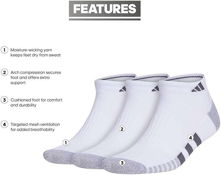 adidas Men's Cushioned Low Cut Ankle Socks (3 Pairs) Durable & Comfortable - Image 2