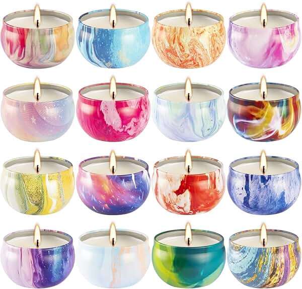 YOROXRG 16 Pack Scented Candles Gift Set - 2.5oz Strong Fragrance Natural Soy Wax Candles in Portable Travel Tin Jars - Perfect for Home Decoration and Gifting - Image 1