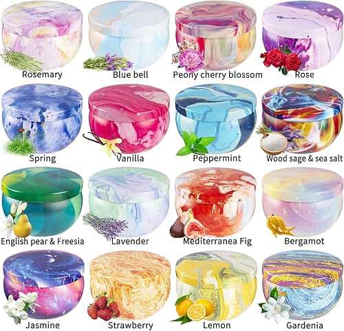 YOROXRG 16 Pack Scented Candles Gift Set - 2.5oz Strong Fragrance Natural Soy Wax Candles in Portable Travel Tin Jars - Perfect for Home Decoration and Gifting - Image 3