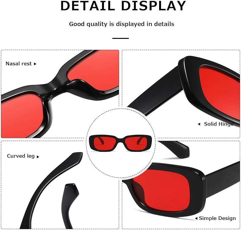 kimorn Rectangle Sunglasses for Women Men Trendy Retro Fashion Sun Glasses 90’s Vintage UV 400 Protection Square Frame K1200 - Image 6