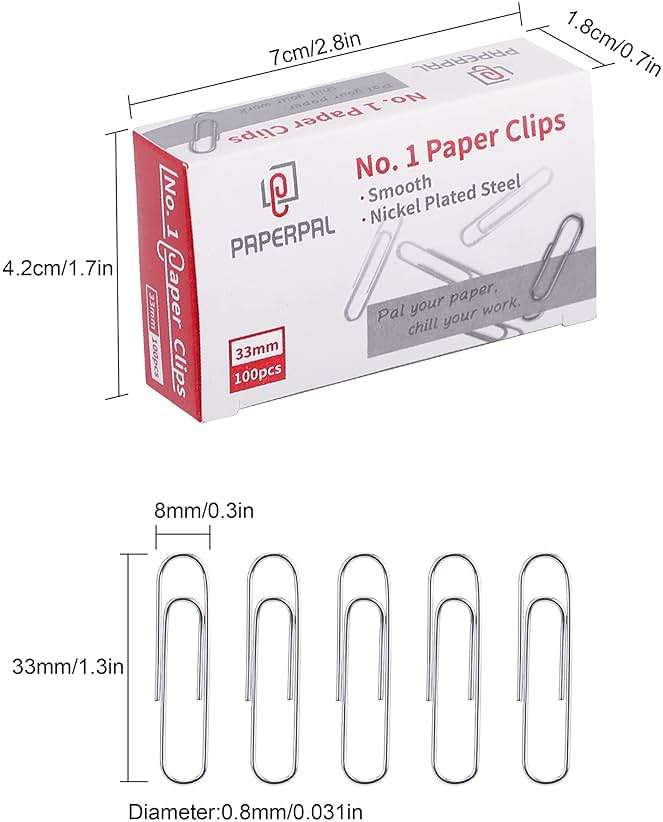 PAPERPAL Paperclips for Office School & Personal Use, #1 Smooth Paper Clip (1-2/7"), 600 Medium Paper Clips (6 Boxes of 100 Each), Silver | Medium paper clips for office, school and personal use, conveniently packed in 6 boxes of 100 each. - Image 3