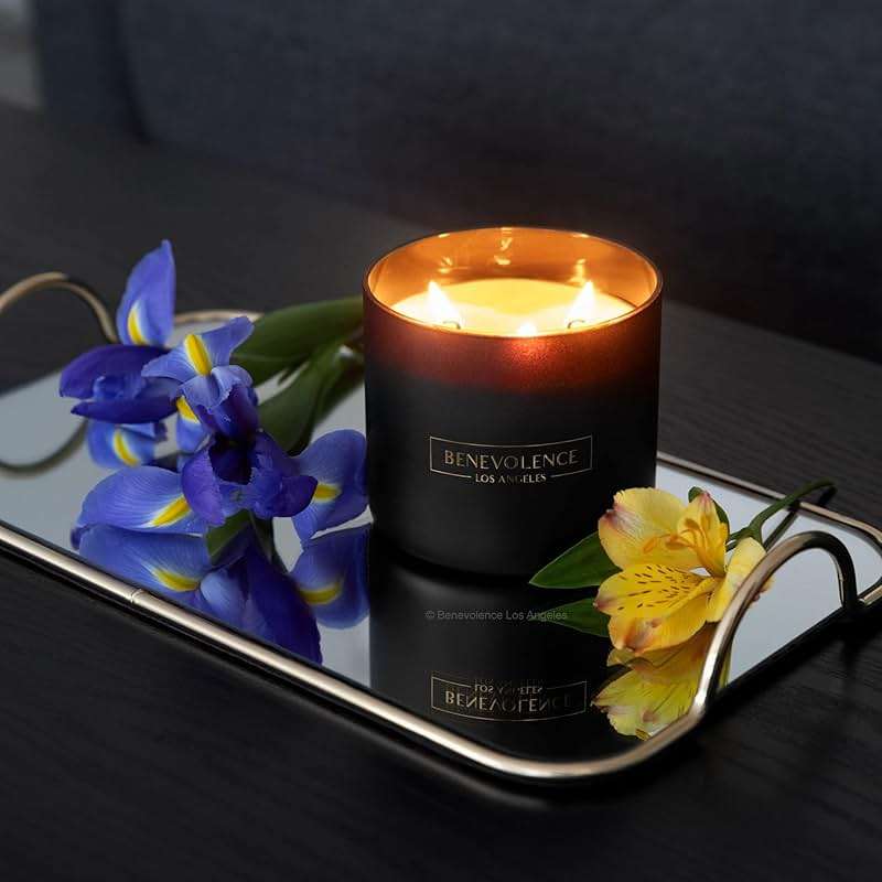 Benevolence LA Premium Bergamot & Jasmine Large 3-Wick Scented Candle – 45-Hour Burn – Luxury Natural Soy Candle for Home – Aromatherapy & Room Decor – 14.5oz - Image 4