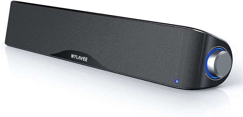 Nylavee Computer Speakers, Hi-Fi Stereo Computer Sound Bar with Bluetooth & 3.5mm Aux, USB/USB-C Powered for Desktop PC, Laptop & Monitor, Built-in Mic and Headphone Jack - Image 1
