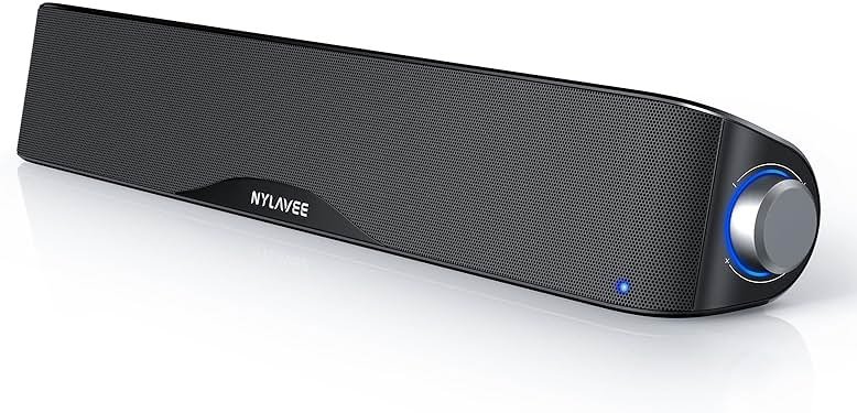 Nylavee Computer Speakers, Hi-Fi Stereo Computer Sound Bar with Bluetooth & 3.5mm Aux, USB/USB-C Powered for Desktop PC, Laptop & Monitor, Built-in Mic and Headphone Jack - Product Image