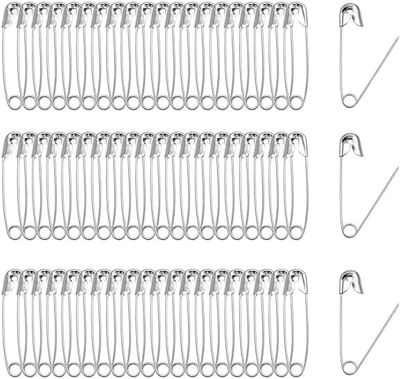 Qjaiune 500 PCS 38mm / 1.5 Inch Heavy Duty Quilting Safety Pins, Medium Silver Metal Sewing Pins for DIY Crafts Jewelry Making Baby Clothing (Nickel Plated)": " - Product Image