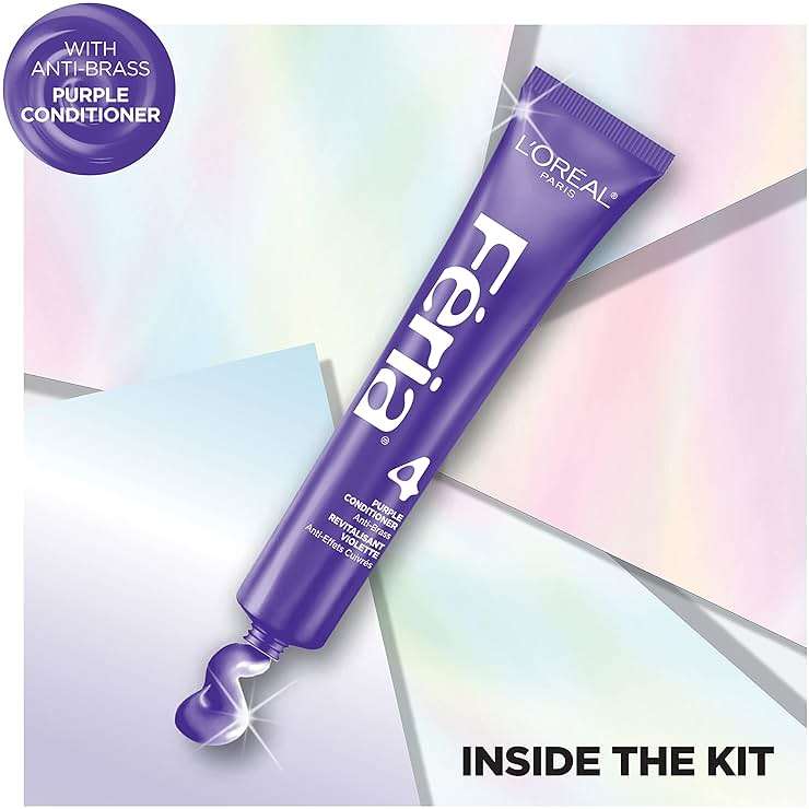 L’Oreal Paris Feria Hyper Platinum Hair Bleach, Lifts Up To 8 Levels, Includes Anti Brass Purple Conditioner, Hyper Platinum Blonde Hair Dye Kit, Pack of 2 - Image 5