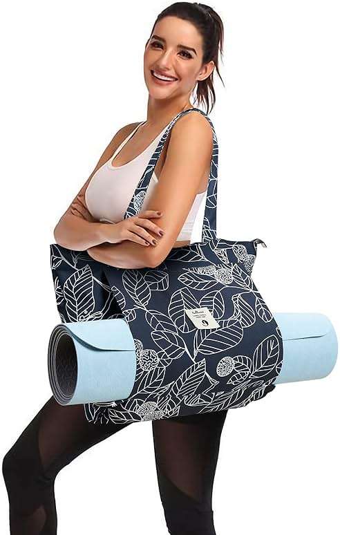 WLLWOO WLLWOO Yoga Bags for Women with Yoga Mats Bags Carrier Carryall Canvas Tote for Pilates Shoulder for Travel Office Beach Workout - Image 5