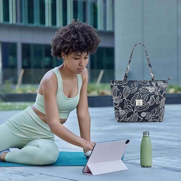 WLLWOO WLLWOO Yoga Bags for Women with Yoga Mats Bags Carrier Carryall Canvas Tote for Pilates Shoulder for Travel Office Beach Workout - Image 7