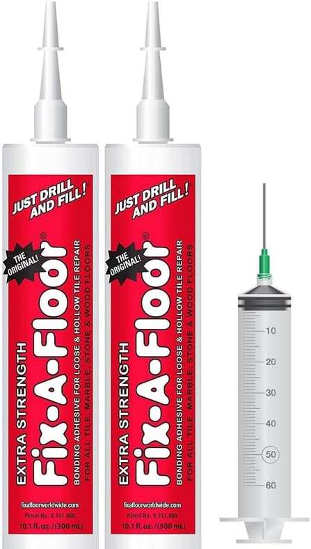 The Original Fix-A-Floor Loose Tile Repair Adhesive with Syringe - Tile, Porcelain, Ceramic, Marble, Stone & Wood Floor Repair Adhesive - Pack of 2 - Image 1