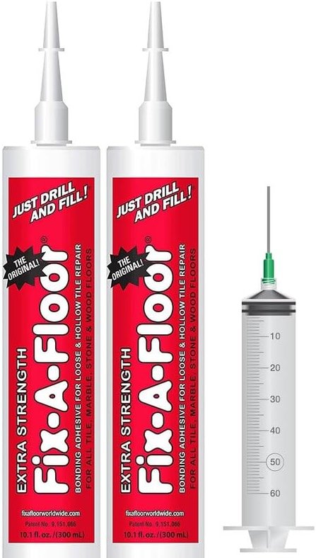 The Original Fix-A-Floor Loose Tile Repair Adhesive with Syringe - Tile, Porcelain, Ceramic, Marble, Stone & Wood Floor Repair Adhesive - Pack of 2 - Product Image