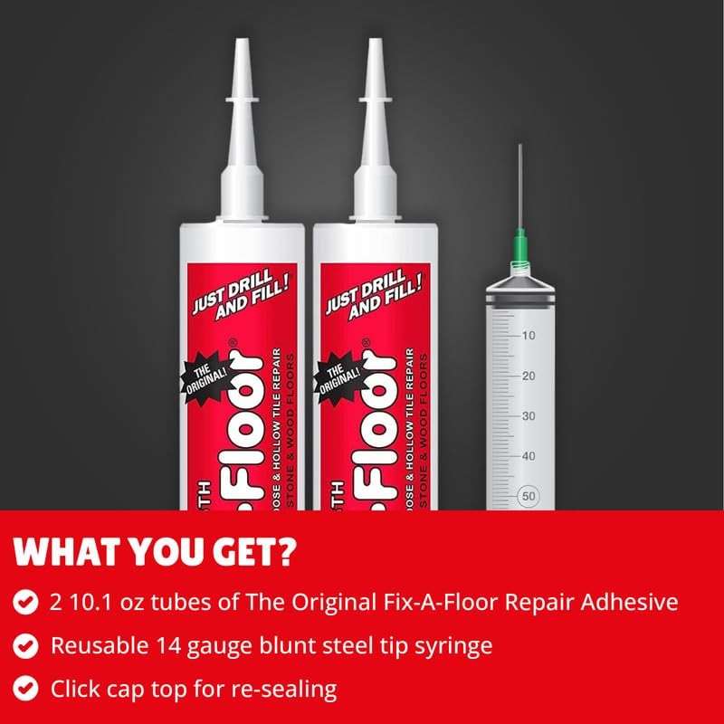 The Original Fix-A-Floor Loose Tile Repair Adhesive with Syringe - Tile, Porcelain, Ceramic, Marble, Stone & Wood Floor Repair Adhesive - Pack of 2 - Image 3