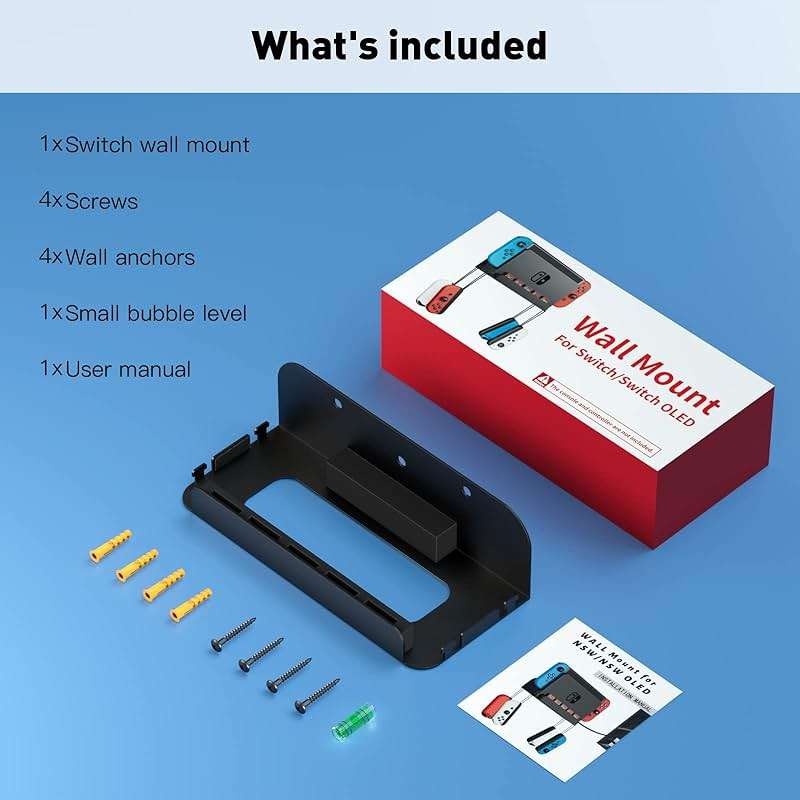 ZAONOOL Wall Mount for Nintendo Switch and Switch OLED, Metal Wall Mount Kit Shelf Accessories with 5 Game Card Holders and 4 Joy Con Brackets, Safely Store Switch Console Near or Behind TV, Black - Image 7
