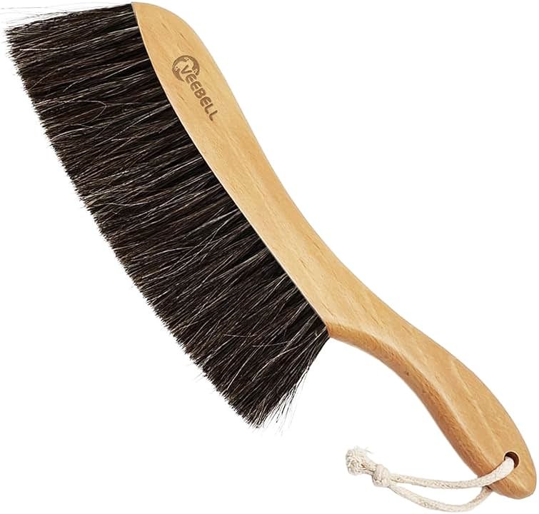 Horse Hair Brush Hand Broom Dusting Brush for Home Cleaning, Wood Handle Soft Brush Duster for Counter Furniture, Bed, Bench Fireplace,Car, Shop Brush Cleaning 14" Long - Product Image