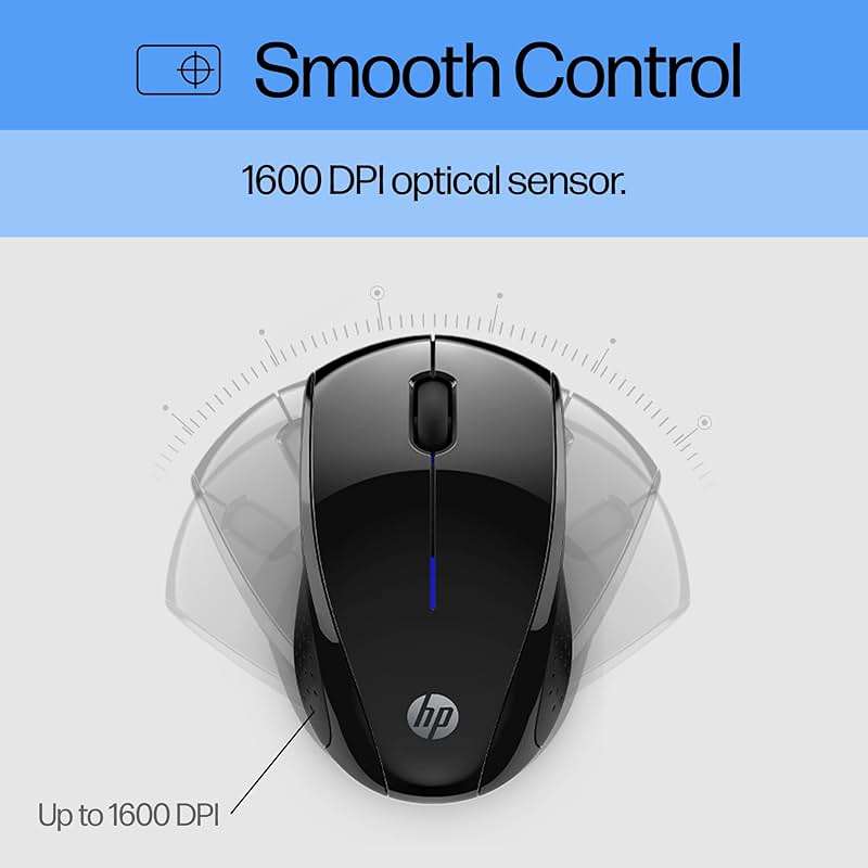 HP X3000 G3 Wireless Mouse - Black, 15-Month Battery, Side Grips for Control, Travel-Friendly, Blue LED, Powerful 1600 DPI Optical Sensor, Compatible with Wins PC/Laptop, Mac, Chromebook (683N7AA) - Image 6