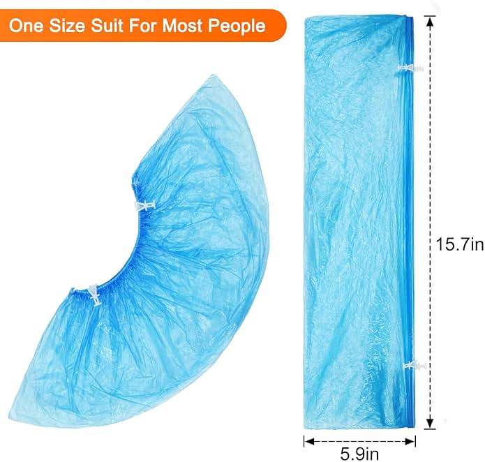 Blemoacha 100 Pcs Disposable Shoe Covers,Waterproof Shoe Boot Indoors,Recyclable Sanitary Shoes Cover Durable,Fit Most Sizes,Suit for House, Office,Open Day, Blue - Image 2