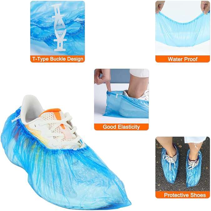 Blemoacha 100 Pcs Disposable Shoe Covers,Waterproof Shoe Boot Indoors,Recyclable Sanitary Shoes Cover Durable,Fit Most Sizes,Suit for House, Office,Open Day, Blue - Image 4
