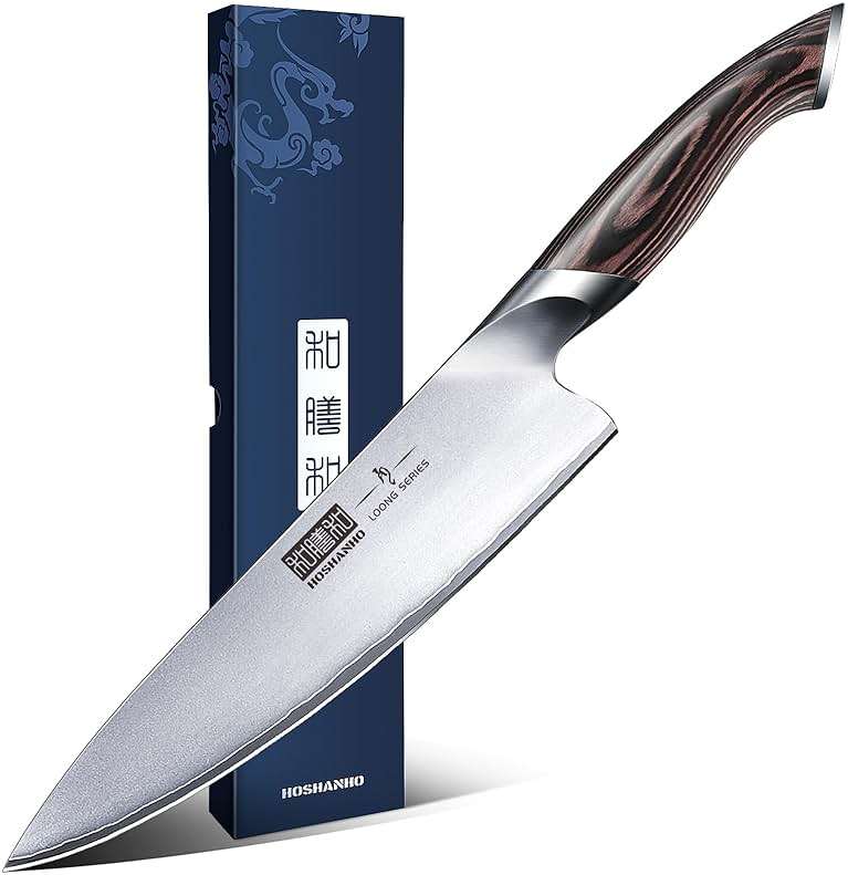 HOSHANHO Kitchen Knife in Japanese High Carbon Steel, Professional High-Class Chef's Knife 8 inch, Non-slip Ultra Sharp Cooking Knives with Ergonomic Handle - Image 1