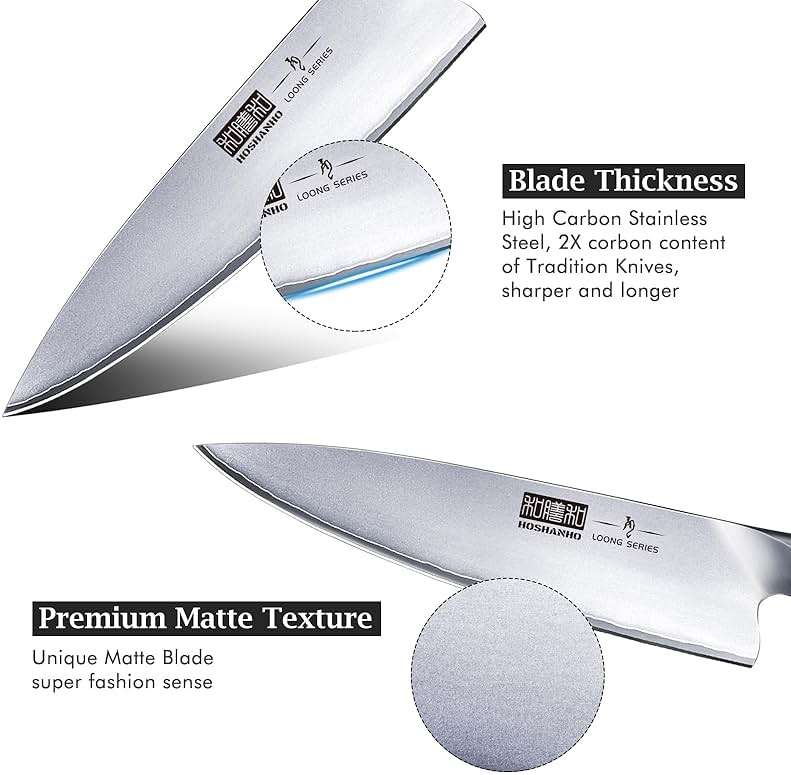 HOSHANHO Kitchen Knife in Japanese High Carbon Steel, Professional High-Class Chef's Knife 8 inch, Non-slip Ultra Sharp Cooking Knives with Ergonomic Handle - Image 4