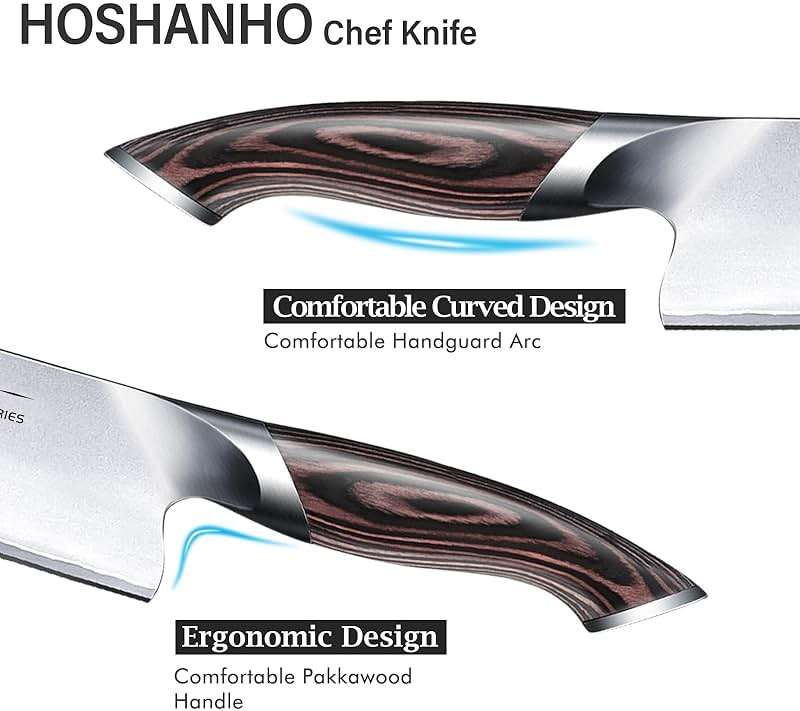 HOSHANHO Kitchen Knife in Japanese High Carbon Steel, Professional High-Class Chef's Knife 8 inch, Non-slip Ultra Sharp Cooking Knives with Ergonomic Handle - Image 5