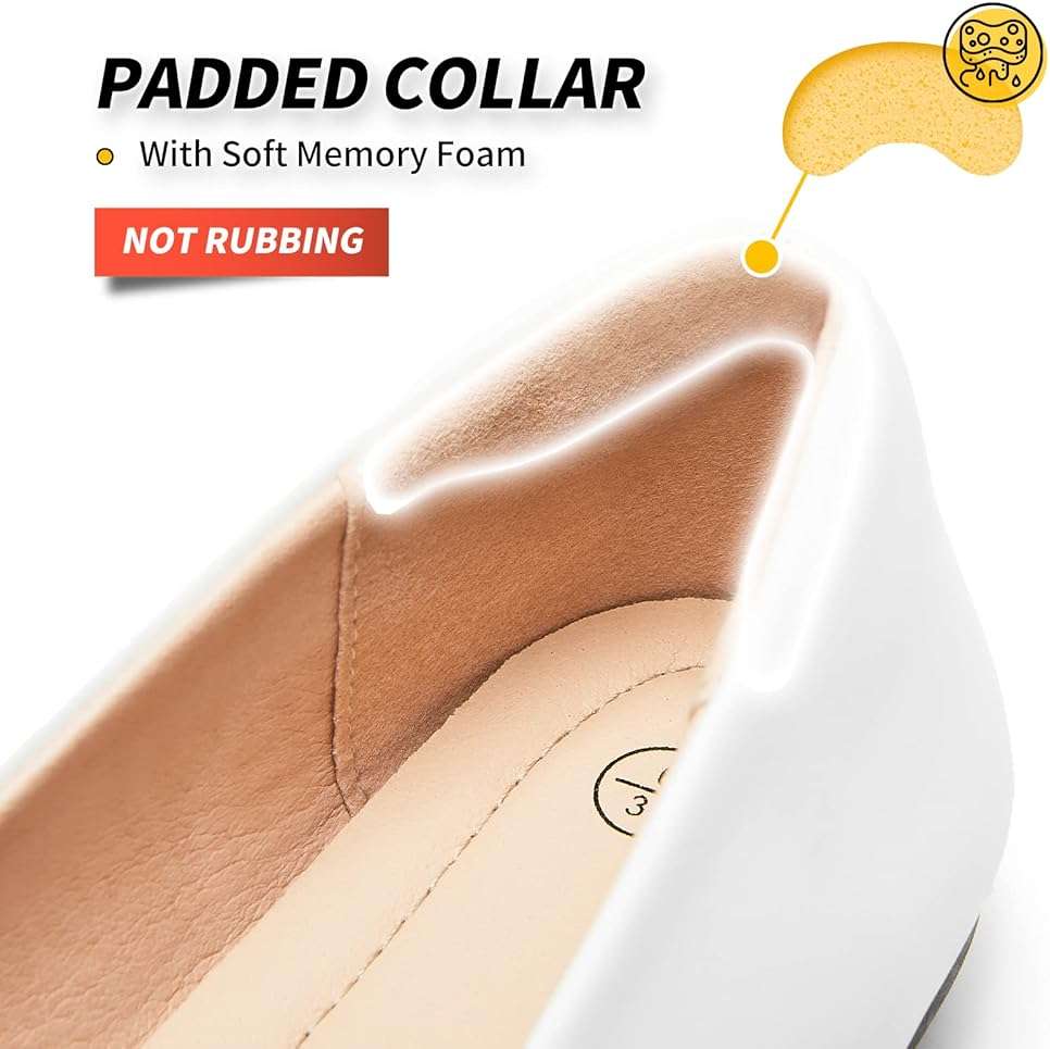 BABUDOG Women's Black Flats Shoes,White Dress Shoes for Women,Crimping Faux Suede Ballet Flats Comfortable - Image 5