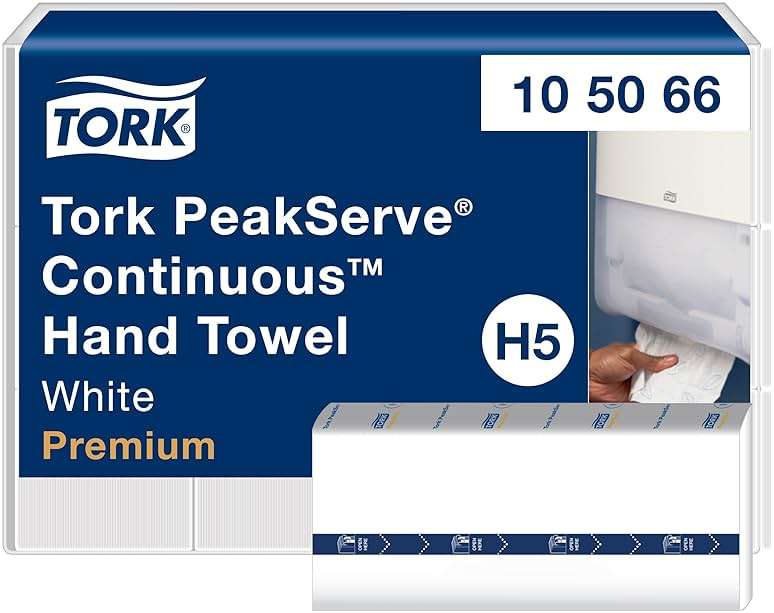 Tork PeakServe Continuous Paper Hand Towels White H5, Premium, Compressed, 12 x 270 sheets, 105066 - Image 1
