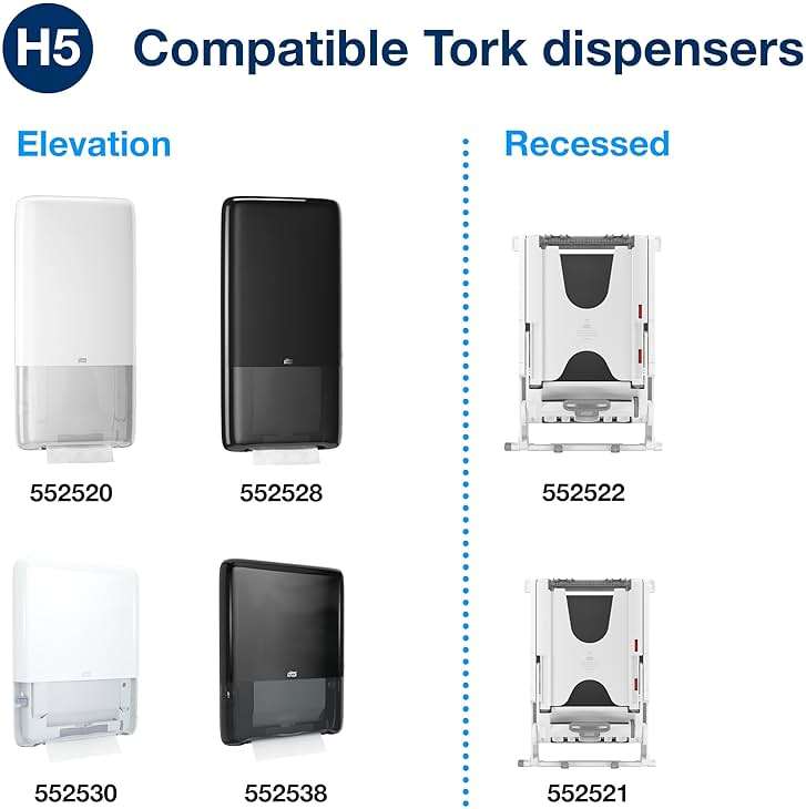 Tork PeakServe Continuous Paper Hand Towels White H5, Premium, Compressed, 12 x 270 sheets, 105066 - Image 6