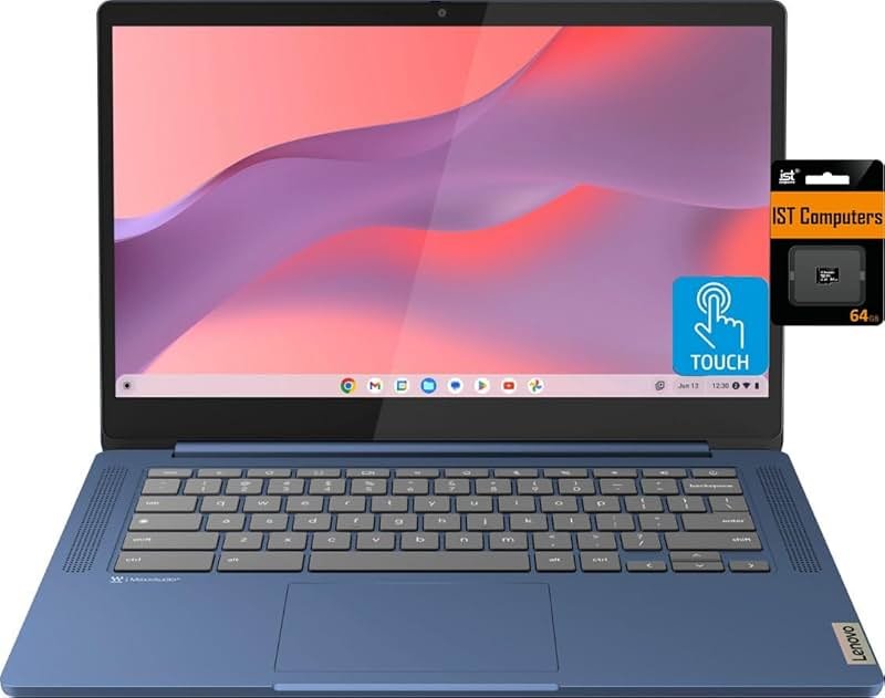 Lenovo Chromebook 14 Touchscreen Laptop (14" FHD Touch Display, 8-Core MediaTek Kompanio 520, 4GB RAM, 128GB Storage (64GB eMMC+64GB SD)), Webcam, 13-Hrs Long-Battery Life, Chrome OS, Abyss Blue - Product Image