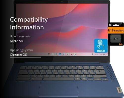 Lenovo Chromebook 14 Touchscreen Laptop (14" FHD Touch Display, 8-Core MediaTek Kompanio 520, 4GB RAM, 128GB Storage (64GB eMMC+64GB SD)), Webcam, 13-Hrs Long-Battery Life, Chrome OS, Abyss Blue - Image 3