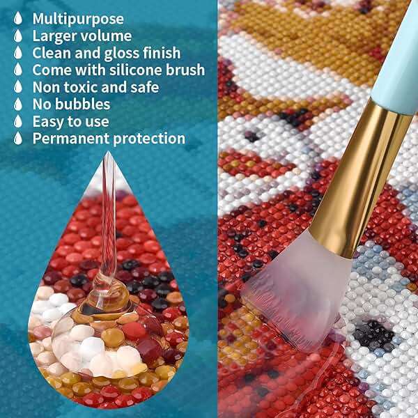 LANBEIDE 200ML Diamond Painting Sealer with Silicone Brush, Updated 5D Diamond Painting Glue Sealer Permanent Hold & Shine Effect Conserver for Diamond Painting and Jigsaw Puzzles (7 OZ) - Image 2