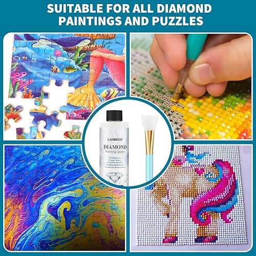 LANBEIDE 200ML Diamond Painting Sealer with Silicone Brush, Updated 5D Diamond Painting Glue Sealer Permanent Hold & Shine Effect Conserver for Diamond Painting and Jigsaw Puzzles (7 OZ) - Image 6