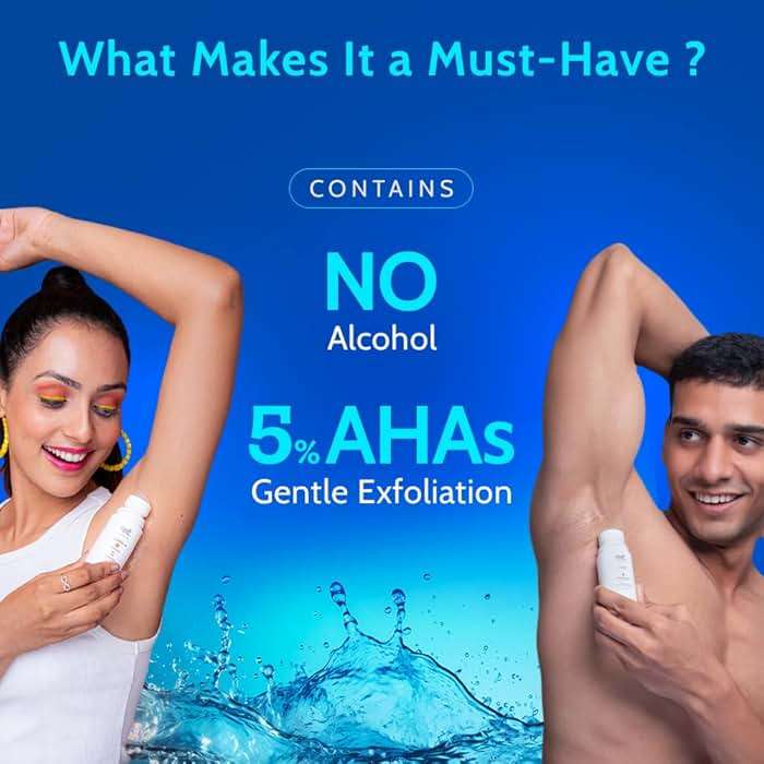 Chemist at Play UnderArm Roll-On with 5% AHA| Lactic & Mandelic Acid|Prevents Odour, Brightens Skin & Exfoliates Underarm | For Sensitive Skin | Aqua Fragrance | Alcohol & Aluminium Free | 1.35 fl oz - Image 4