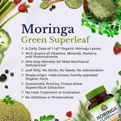 Vitalitown Moringa Capsules, Pure Moringa Oleifera Leaves, No Sticks, No Caffeine, Energy, Immune, 90 Capsules - Image 3