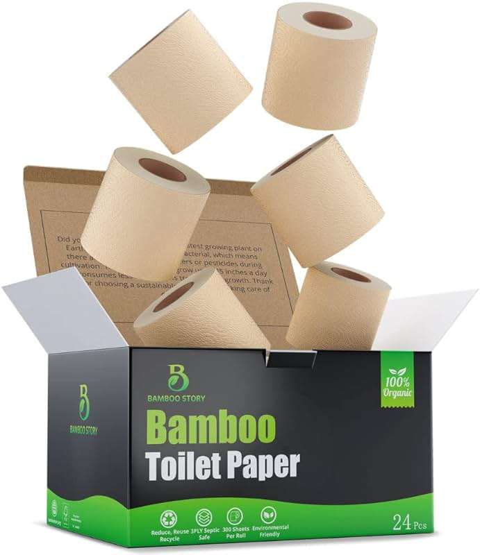 Bamboo Story, Bamboo Toilet Paper Unbleached, 24 Rolls, 3 Ply and 300 Sheets Bamboo Toilet Tissue - FSC Certified, Biodegradable, Chemical Free, Plastic Free, BPA Free, Septic Safe Toilet Paper - Image 1