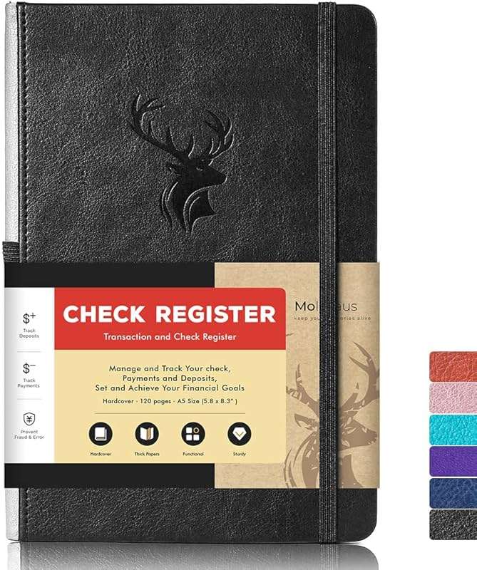 Check Registers for Personal Checkbook,Checkbook Register for Personal or Business, A5 Hardcover Registers Log to Track Payments, Deposits & Finances Transaction Black - Image 1