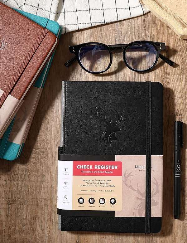 Check Registers for Personal Checkbook,Checkbook Register for Personal or Business, A5 Hardcover Registers Log to Track Payments, Deposits & Finances Transaction Black - Image 2