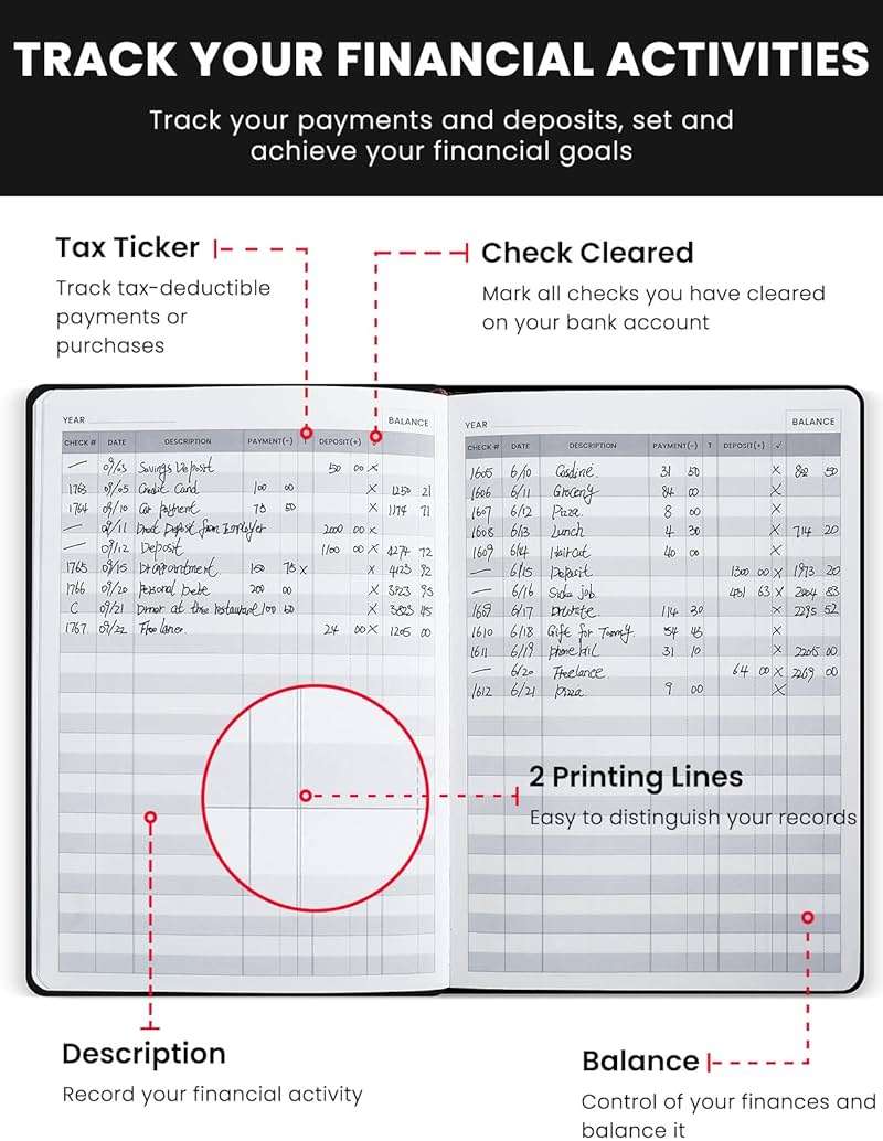 Check Registers for Personal Checkbook,Checkbook Register for Personal or Business, A5 Hardcover Registers Log to Track Payments, Deposits & Finances Transaction Black - Image 4
