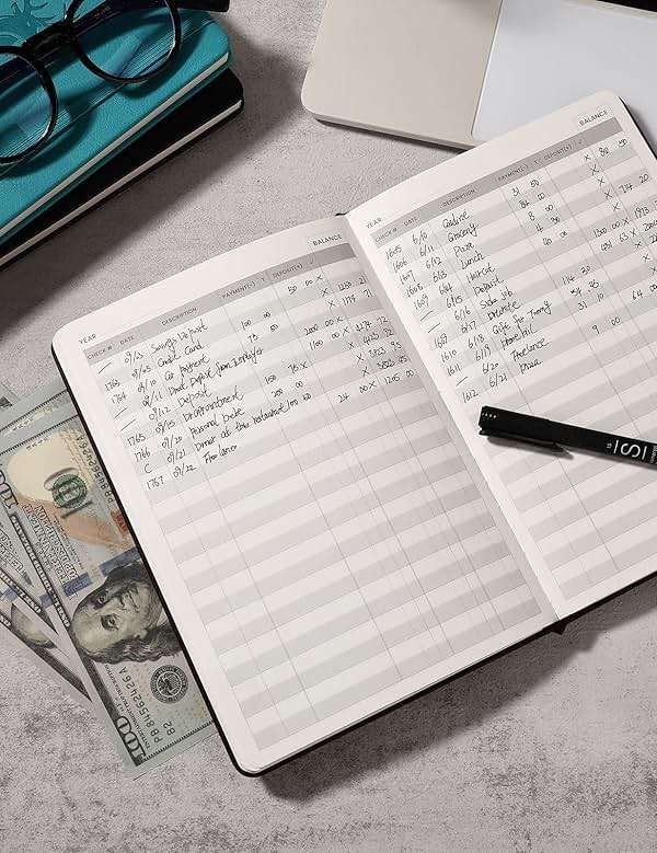 Check Registers for Personal Checkbook,Checkbook Register for Personal or Business, A5 Hardcover Registers Log to Track Payments, Deposits & Finances Transaction Black - Image 7