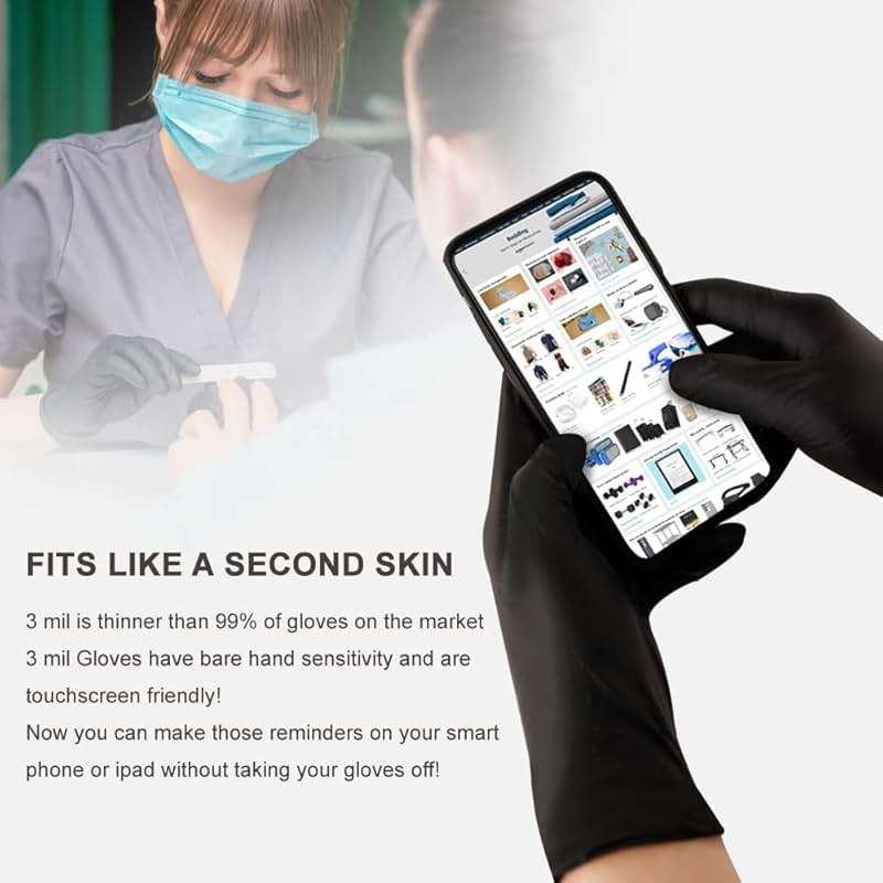AGAG Nitrile Gloves Black Cooking Gloves 100PCs 5mil Ultra Strong Cleaning Gloves, Powder & Latex Free For Daily Use - Image 4