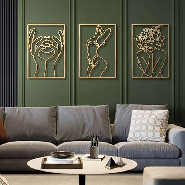 Glamativity 4 Pack Gold Wall Art Decor, Minimalist Single Line Real Metal Wall Art, Woman's Body Shape Abstract Wall Art (Gold Classic Style, 17 x 11.8'') - Image 8