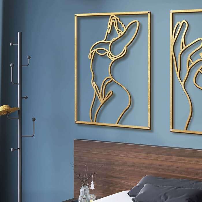 Glamativity 4 Pack Gold Wall Art Decor, Minimalist Single Line Real Metal Wall Art, Woman's Body Shape Abstract Wall Art (Gold Classic Style, 17 x 11.8'') - Image 9