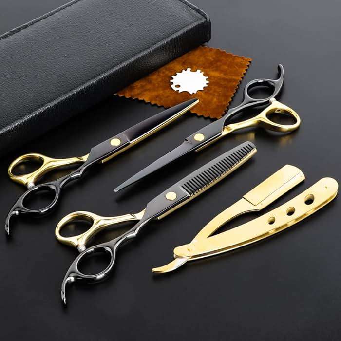 Professional Black Gold Hairdressing Scissors Hair Cutting Sets Salon Multifunctional Straight Shears Teeth Scissors Thinning Shears blending shears Tools for Mother Father's Gift - Image 1