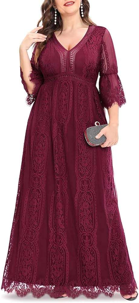 Plus Size Wedding Dress Boho - Maxi Bridal Shower Bohemian Formal Lace Long Dresses - Image 4