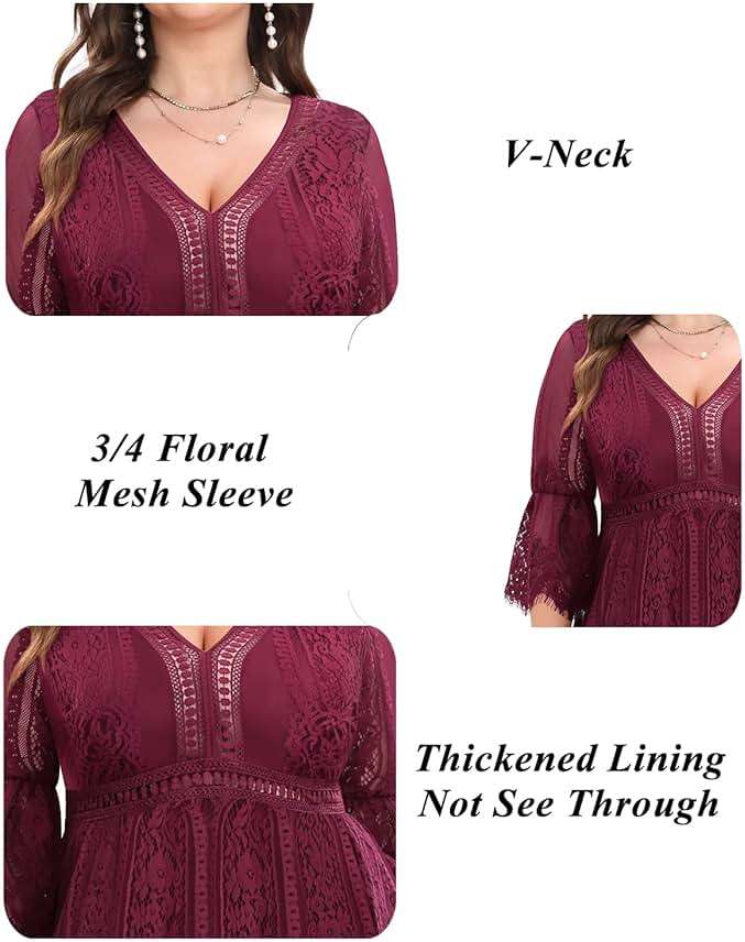 Plus Size Wedding Dress Boho - Maxi Bridal Shower Bohemian Formal Lace Long Dresses - Image 5